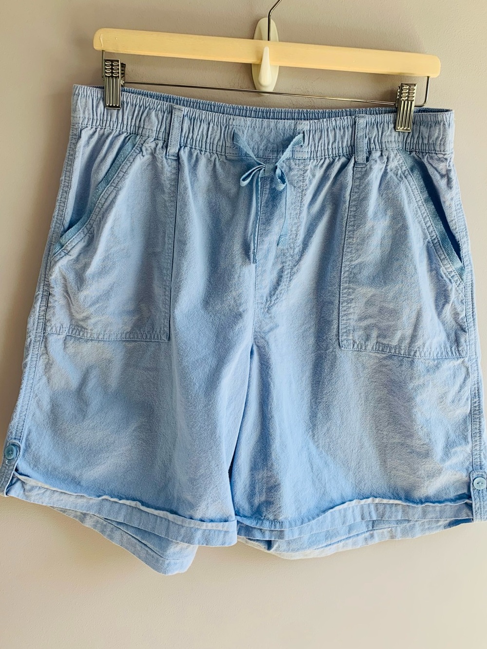 Light Blue Shorts Gloria Vanderbilt Stretch Waist Cotton Summer Casual EUC 7" M